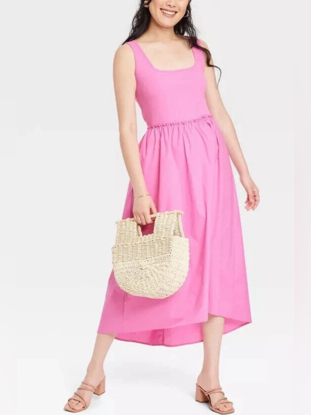 a new day Pink Sleeveless Midi Dress with Pockets; NWT, Sz. XL